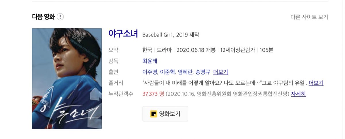 영화 ‘야구소녀’를 보았다.